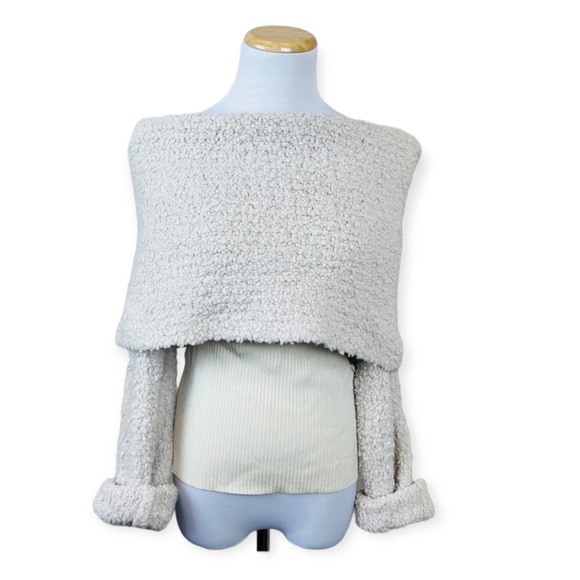 3.1 PHILLIP LIM Off The Shoulder Boucle Pullover Sweater MEDIUM Wool Fuzzy NWT - Picture 2 of 9